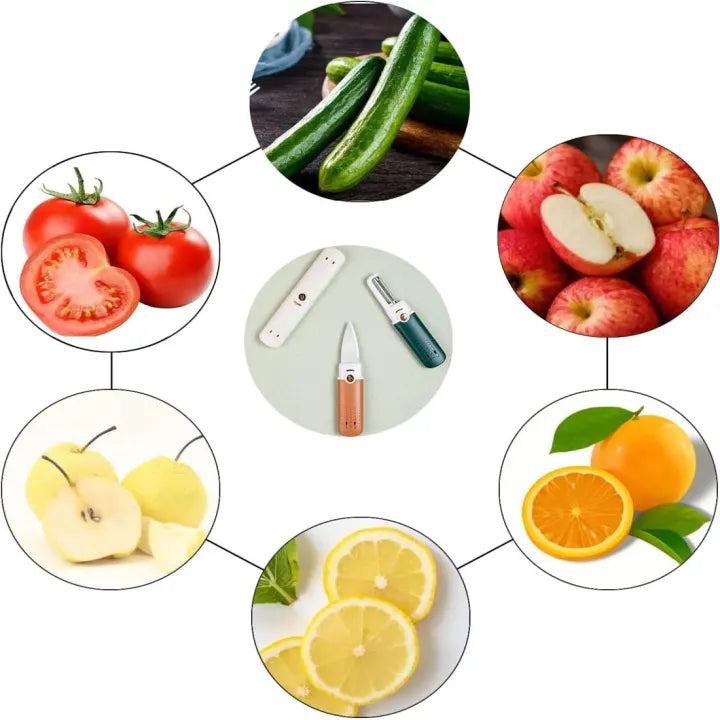 Stainless Steel 2 in 1 Fruit cutting Knife with Peeler For Peeling and Cutting