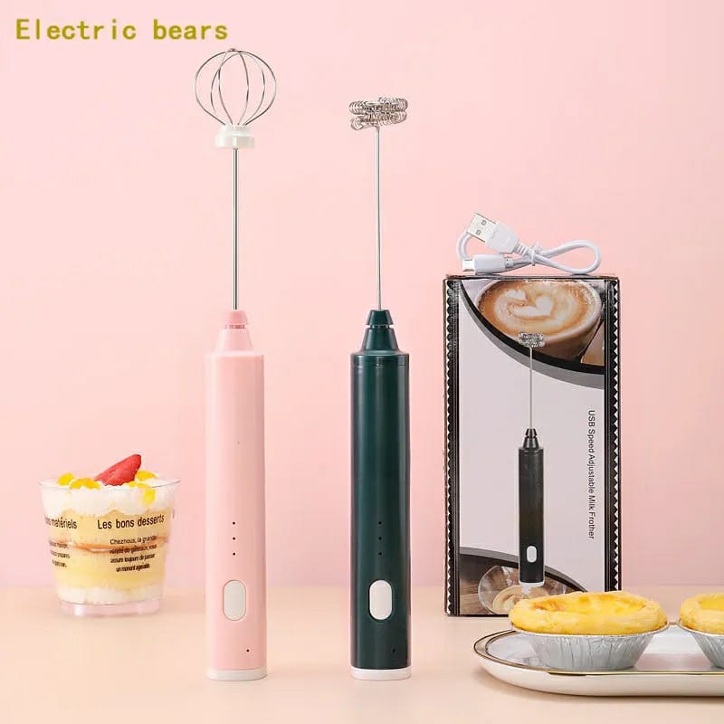 Handheld Electric Milk Frother Whisk Egg Beater USB Rechargeable Coffee Blender